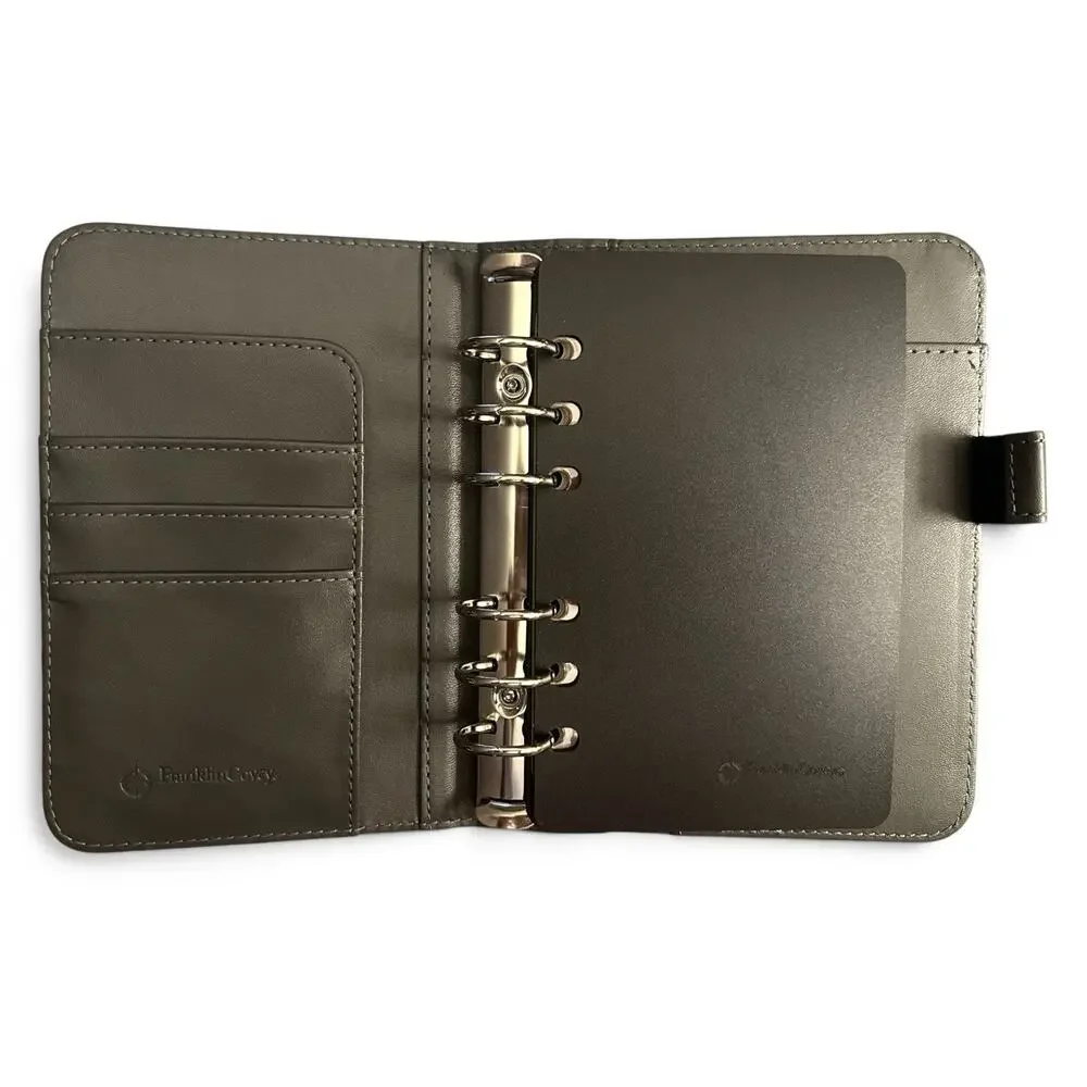 Franklin Covey Gray Black Pocket Faux Leather Open Binder Planner 6 Ring 2004